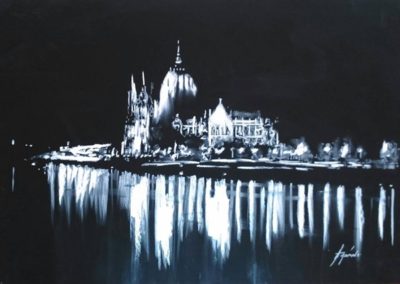 Budapest éjjel (Pasztell, 50x65 cm) / Budapest at night (Pastel, 50x65 cm)
