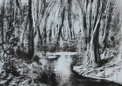 Erdőrészlet ( Linómetszet, 20x25 cm ) / Forest ( Linocut 20x25 cm)