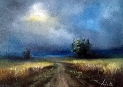 Vihar a mezőn ( Olaj, A5 ) / Storm on the meadow (Oil, A5 )